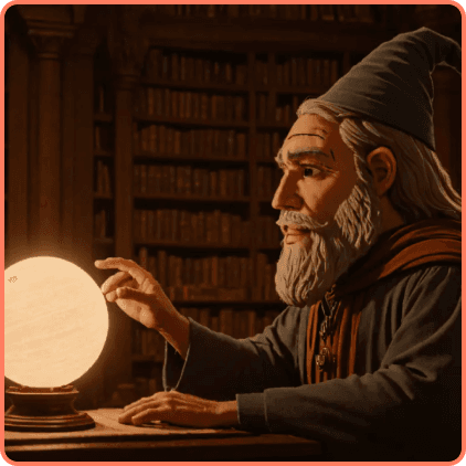 Wizard With Crystal Ball / AI-Generated Meme from MemeDeck